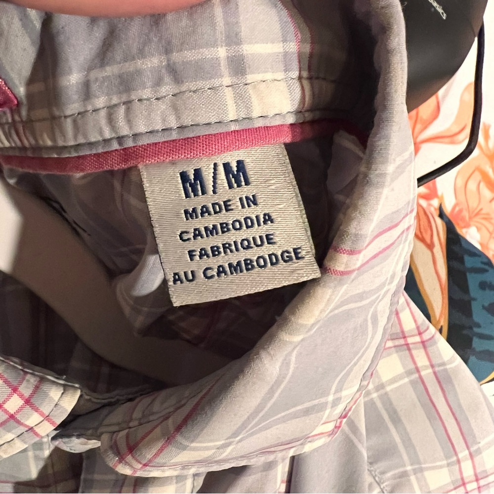 Tommy Bahama The Siesta key shirt Men's Gray and pink Plaid Shirt medium - Picture 6 of 7